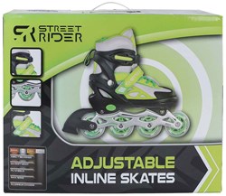 Pattini in linea verde nero regolabili misura 37-40 per bambini