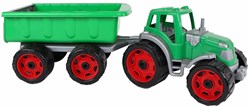 Van Manen trattore giocattolo con rimorchio verde - plastica - 52cm