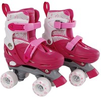 Pattini a rotelle rosa regolabili bambini misura 27-30 telaio in alluminio-2