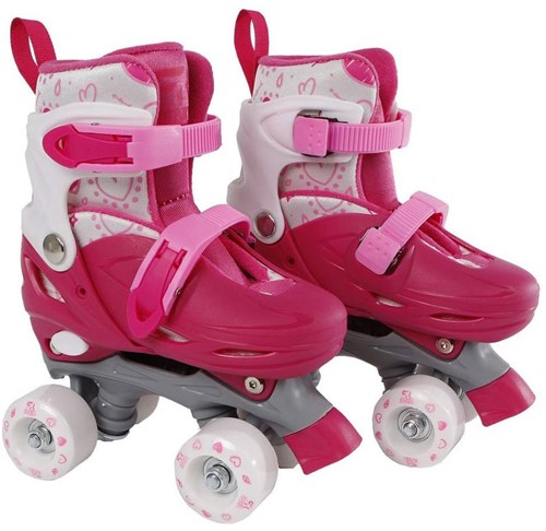 Pattini a rotelle rosa regolabili bambini misura 27-30 telaio in alluminio-2