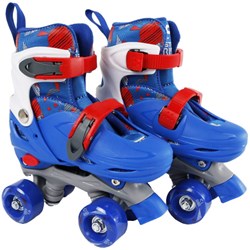 Pattini a rotelle blu regolabili 31-34 con telaio in alluminio e cuscinetti 608Z