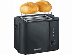 Severin Tostapane nero opaco acciaio inox 800W con scaldapanini