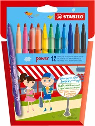 Stabilo pennarelli power - astuccio con 12 colori - fino a 8 settimane senza tappo