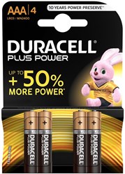 Duracell batterie AAA alcaline Plus Power 4 pezzi energia extra