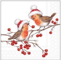 Ambiente tovaglioli decorazione tavola natalizia Christmas robins 25cm