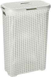 Curver cesta portabiancheria plastica 40 litri bianco vintage con coperchio e manici