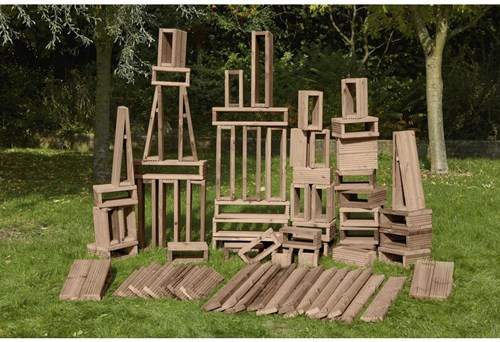 Cosy blocchi da costruzione cantiere set 75 blocchi in legno per esterno-2