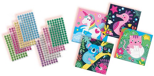 Ses Diamond painting set creativo animali felici - 4 carte - 1440 gemme-2