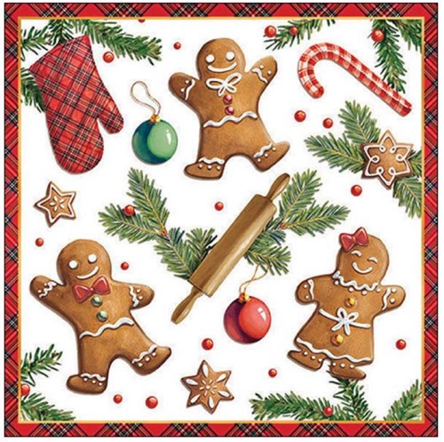 Ambiente tovaglioli decorazione tavola Natale Gingerbread 33x33cm carta