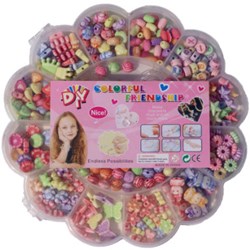 Kidsfun set perline scatola fiore perline pastello creazione gioielli 80g