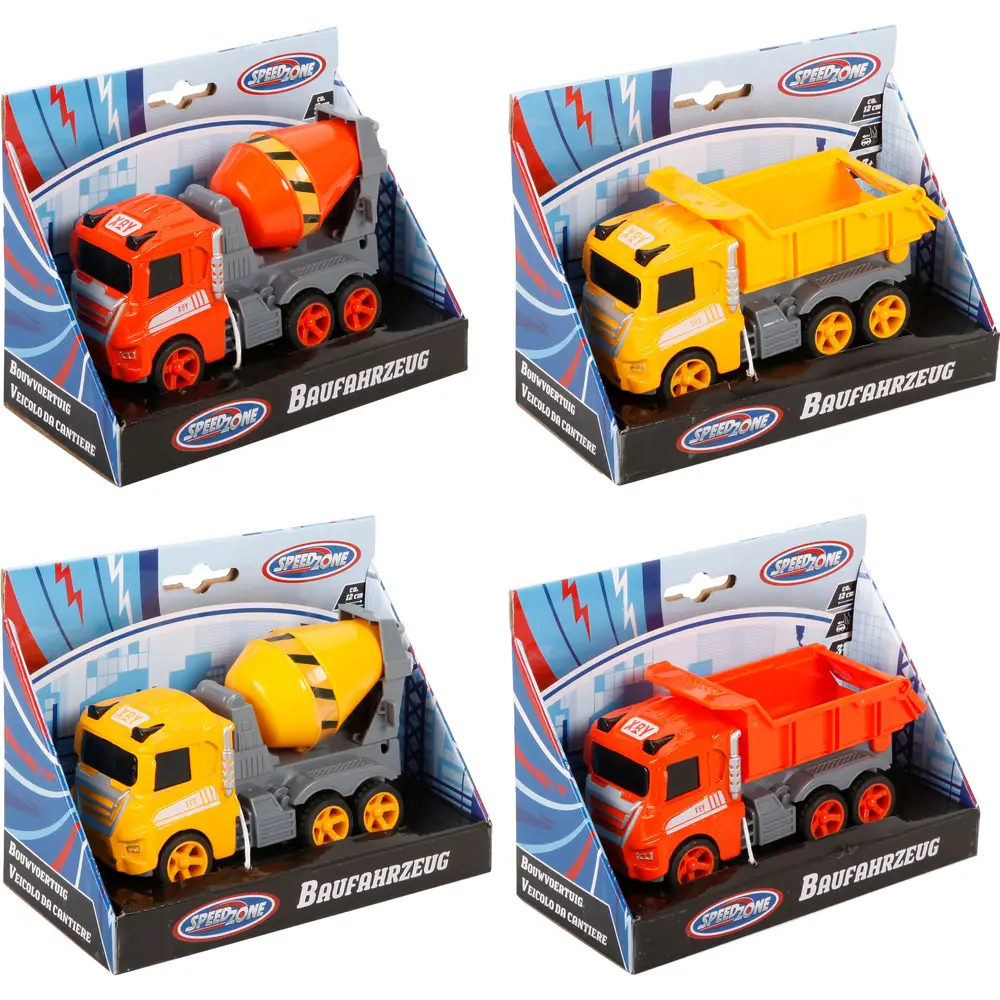 Speedzone set veicoli da costruzione giocattolo con frizione, 4 pezzi, multicolore