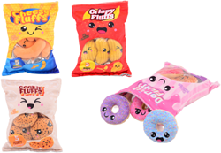Johntoy sacchetto snack peluche - giocattolo morbido snack - 4 assortiti