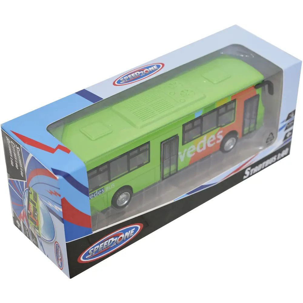 Speedzone autobus giocattolo con funzione retrocarica - bus 17 cm - veicolo giocattolo