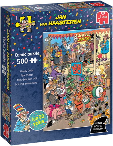 Puzzle Jumbo Jan van Haasteren Fijne 90ste! 500 pezzi cartone animato