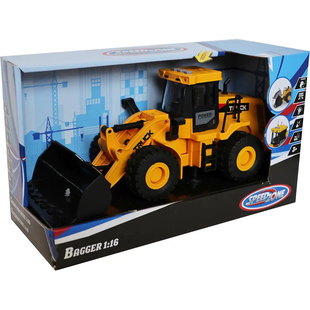 Speedzone escavatore giocattolo con luce e suono - frizione 1:16