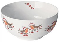 Ambiente ciotola in porcellana pettirossi natalizi - ciotola colazione 400ml decorativa