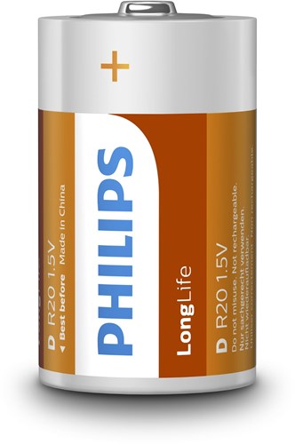 Batterie D Longlife zinco carbone per giocattoli e dispositivi 2 pezzi