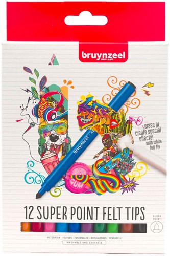 Bruynzeel pennarelli Super Point set - 12 colori disegno bambini