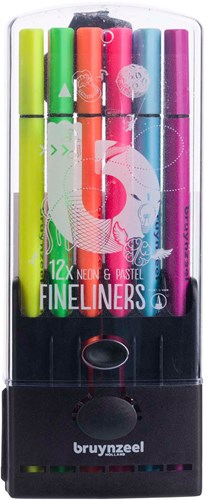 Bruynzeel set fineliner neon & pastello - 12 colori fineliner