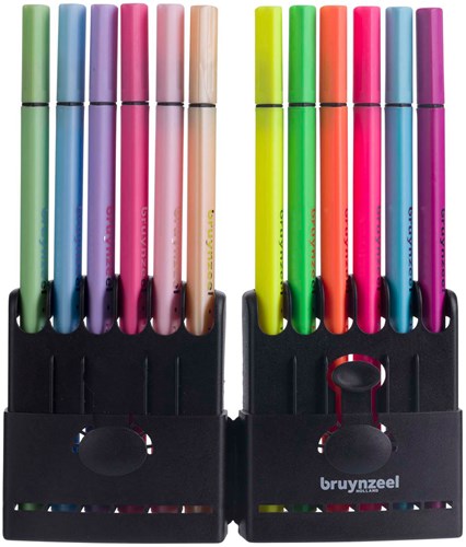 Bruynzeel set fineliner neon & pastello - 12 colori fineliner-2