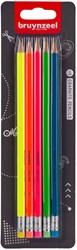Bruynzeel set matite grafite neon - matite HB con gomma scuola