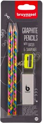 Bruynzeel set matite in grafite HB con gomma e temperino - scuola disegno