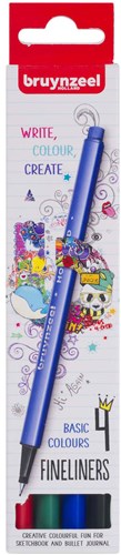 Bruynzeel Fineliner set - 4 colori - Cancelleria per scuola e casa