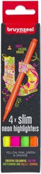Bruynzeel evidenziatori sottili neon set 4 colori highlighter