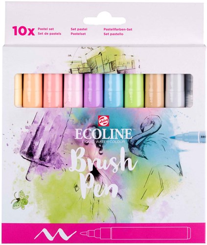 Bruynzeel set pennarelli brush pastel - 10 colori disegno creativo
