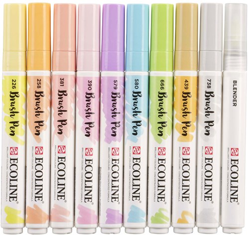 Bruynzeel set pennarelli brush pastel - 10 colori disegno creativo-2