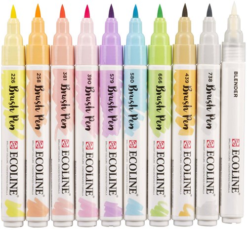 Bruynzeel set pennarelli brush pastel - 10 colori disegno creativo-3