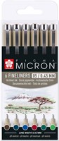 Sakura fineliner Pigma Micron 05 astuccio 6 tonalità terra disegno