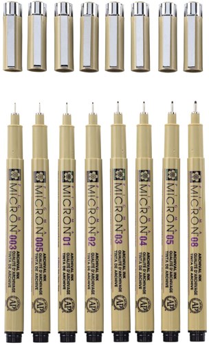 Sakura fineliner nero set - Pigma Micron astuccio 8 pezzi nero-2