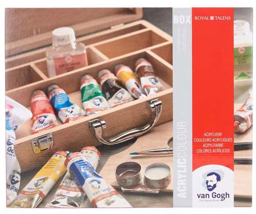 Bruynzeel set colori acrilici Van Gogh in scatola di legno con accessori