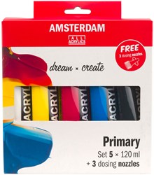 Bruynzeel set pittura acrilica 5 colori 120ml + tappi dosatori