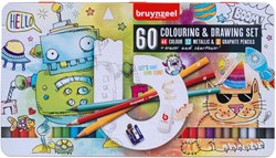 Bruynzeel matite colorate set disegno e colorazione latta 60 pezzi bambini