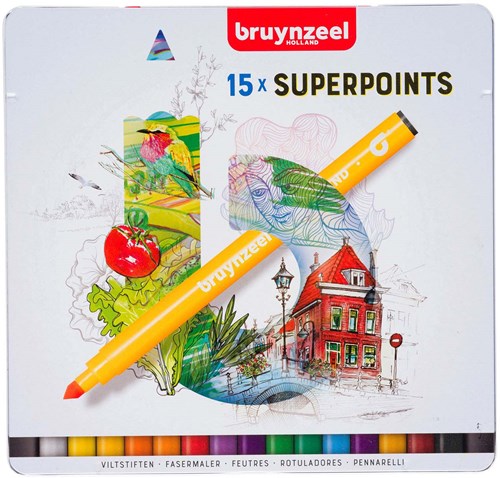 Bruynzeel pennarelli super punta set 15 colori - pennarelli creativi