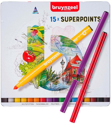 Bruynzeel pennarelli super punta set 15 colori - pennarelli creativi-2