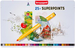 Bruynzeel pennarelli super punta set 25 colori con penna cancellabile