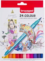 Bruynzeel set pennarelli fineliner brush - 24 colori per disegnare