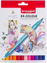 Bruynzeel set pennarelli fineliner brush - 24 colori per disegnare