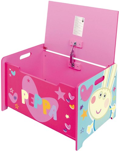 Lobbes cassapanca giocattoli in legno Peppa Pig rosa panca bambini box contenitore-3