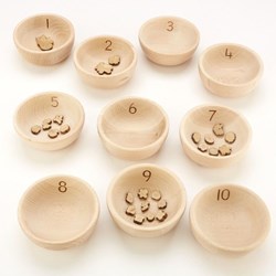 Cosy ciotole numeriche in legno set 10 pezzi per bambini e contare