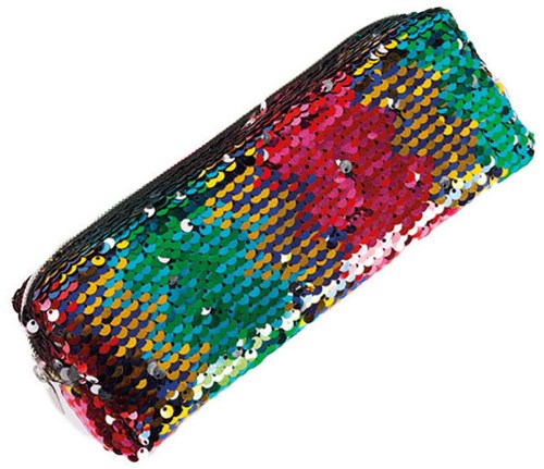 Astuccio glitterato paillettes colorato per bambini con zip