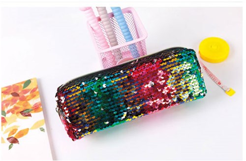 Astuccio glitterato paillettes colorato per bambini con zip-3
