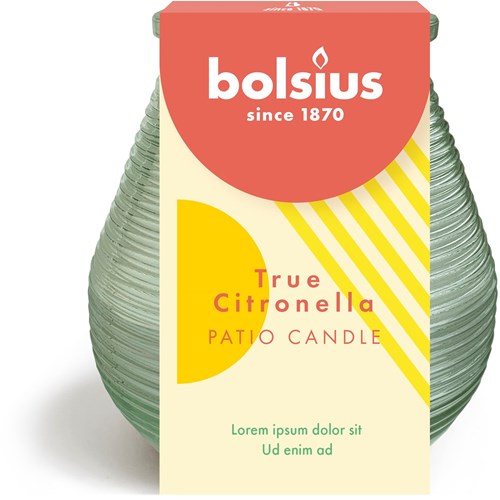 Bolsius candela citronella Olympic verde - candela da esterno profumata citronella