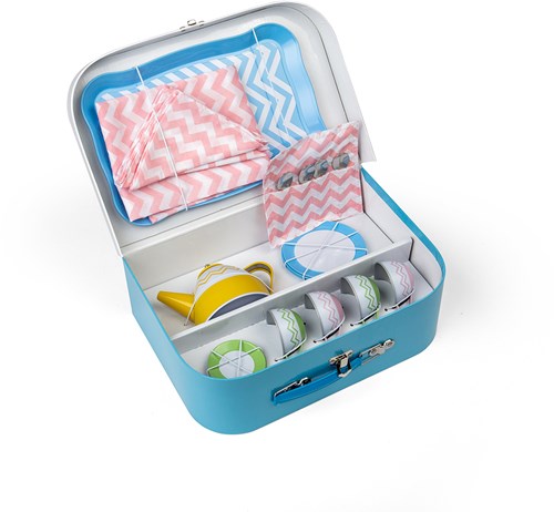 BigJigs set da tè giocattolo in latta - colorato servizio da tè per bambini-3