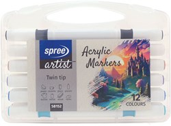 Harlekijn set pennarelli acrilici - 12 colori soft brush e fine tip