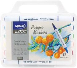 Harlekijn set pennarelli acrilici - triangolari, 12 colori, scatola PP