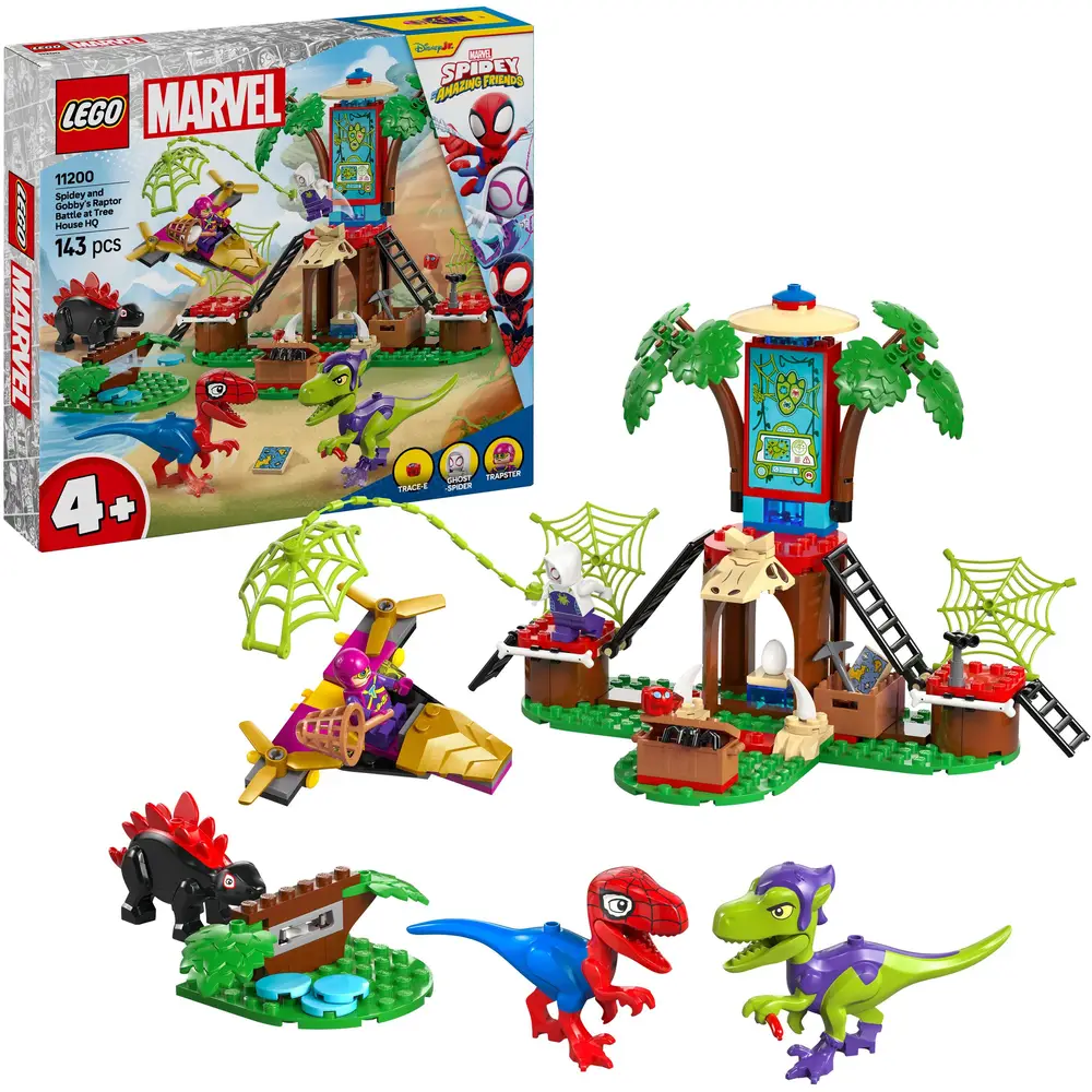 LEGO set di costruzione Spidey e Gobby battaglia raptor casa sull'albero 11200 dinosauro